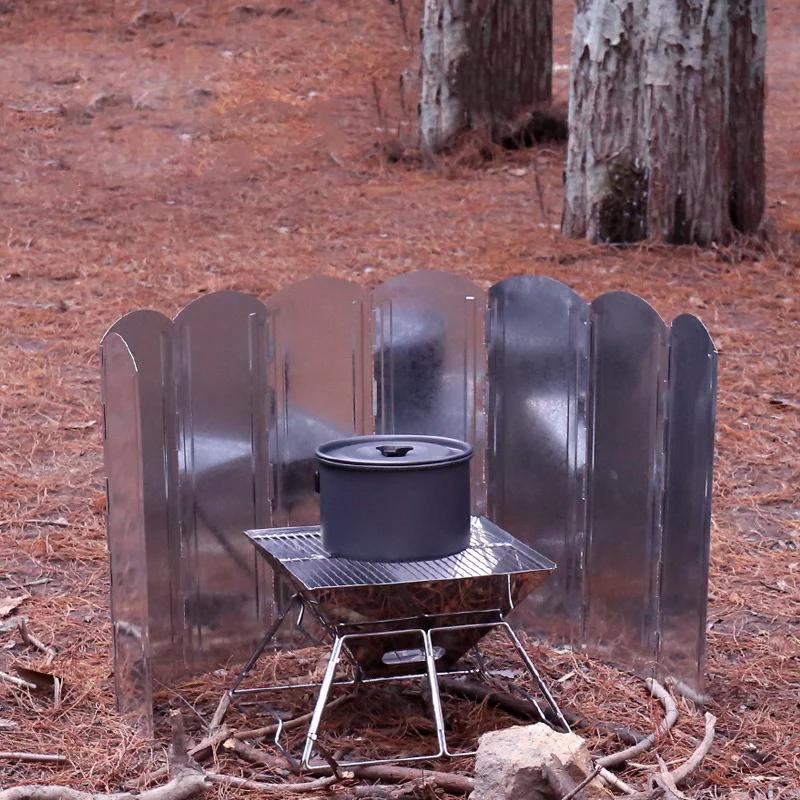 Grand pare-vent pour poêle à bois, pare-vent de camping, barbecue en plein air, Eva de cuisson galva