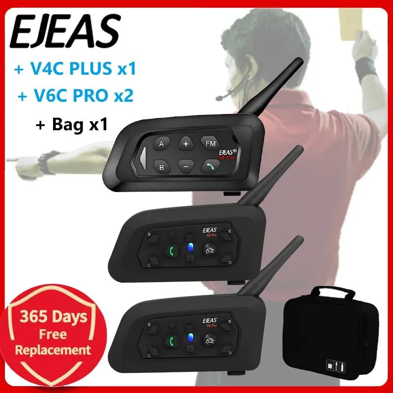 EJEAS V4C PLUS + V6C PROx2 Football 3 arbitre Interphone casque 1200M Football Full Duplex Bluetooth