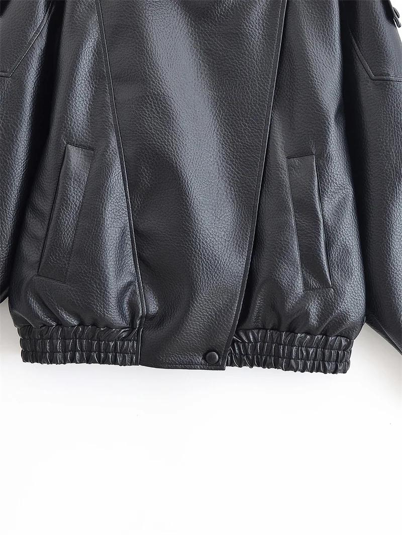 Veste femme automne 2025 nouveau noir à manches longues galets Faux cuir veste moto Style personnali