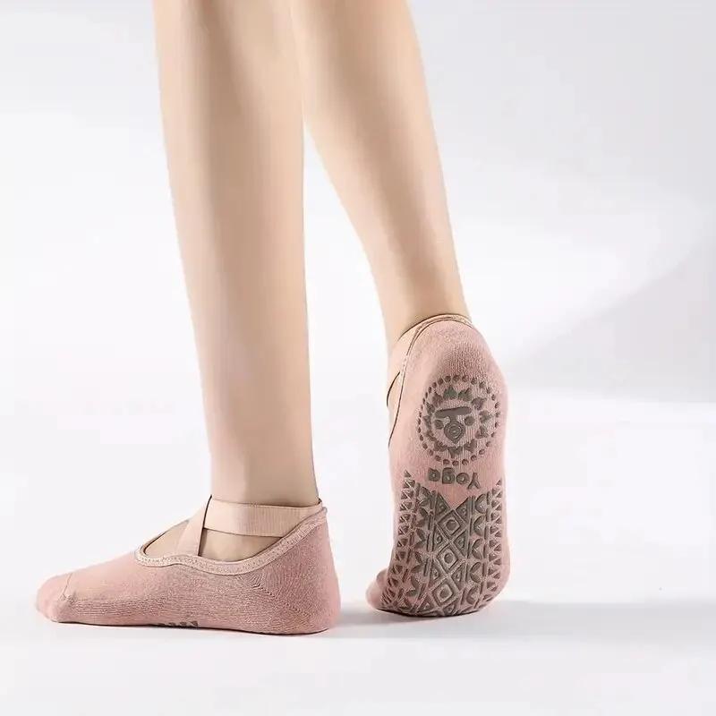 Chaussettes de Pilates coordonnantes avec bandage en coton pour femme, dos nu, yoga, fitness, ballet
