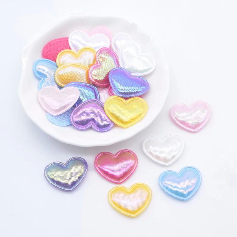 100 pièces 22*18mm coeur coloré Applique pour chapeau fait à la main artisanat vêtements patchs de c