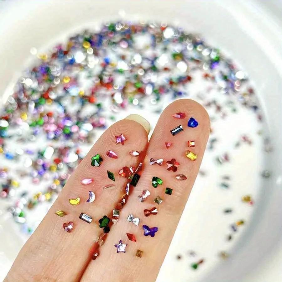 500/1000 pièces Mini Nail Art strass cristal résine Flatback diamants forme mixte étincelle bricolag