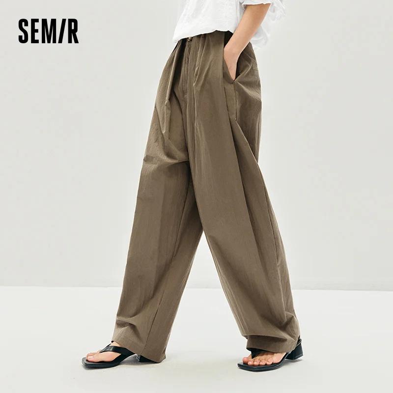 Semir femmes pantalon texturé ample incurvé Long décontracté mode vêtements pour femme texturé tissu