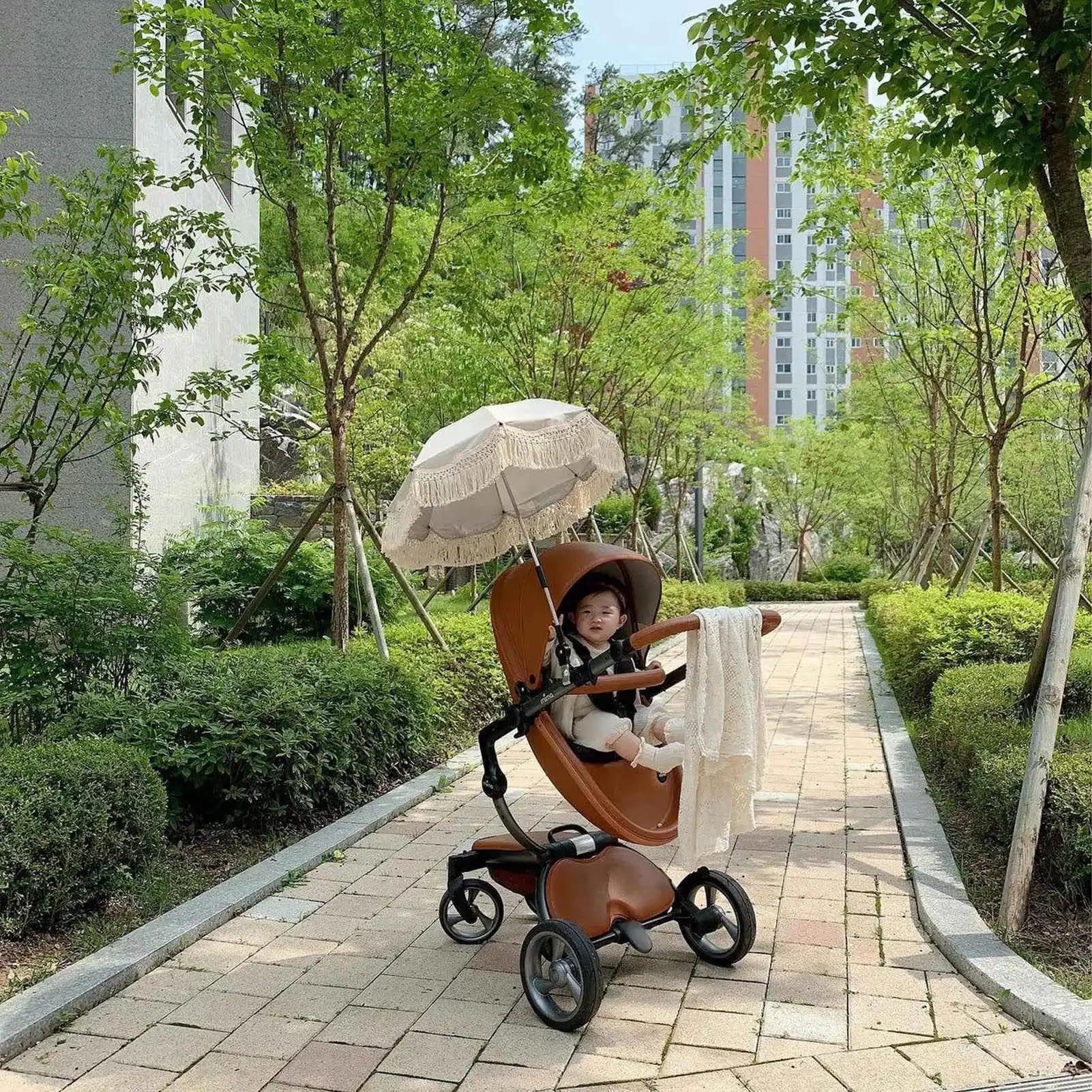 Parasol Beige à Franges Ultraviolets pour Bébé, Parapluie de Plage Extérieur pour Enfant, Accessoire