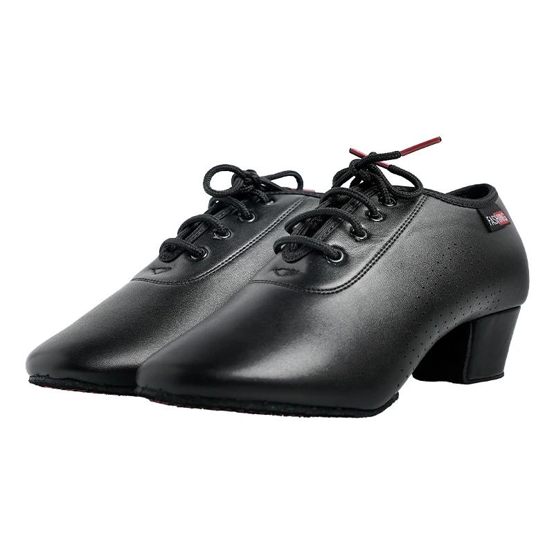 Chaussures danse latine homme noir talons bas tango salsa rumba jazz moderne