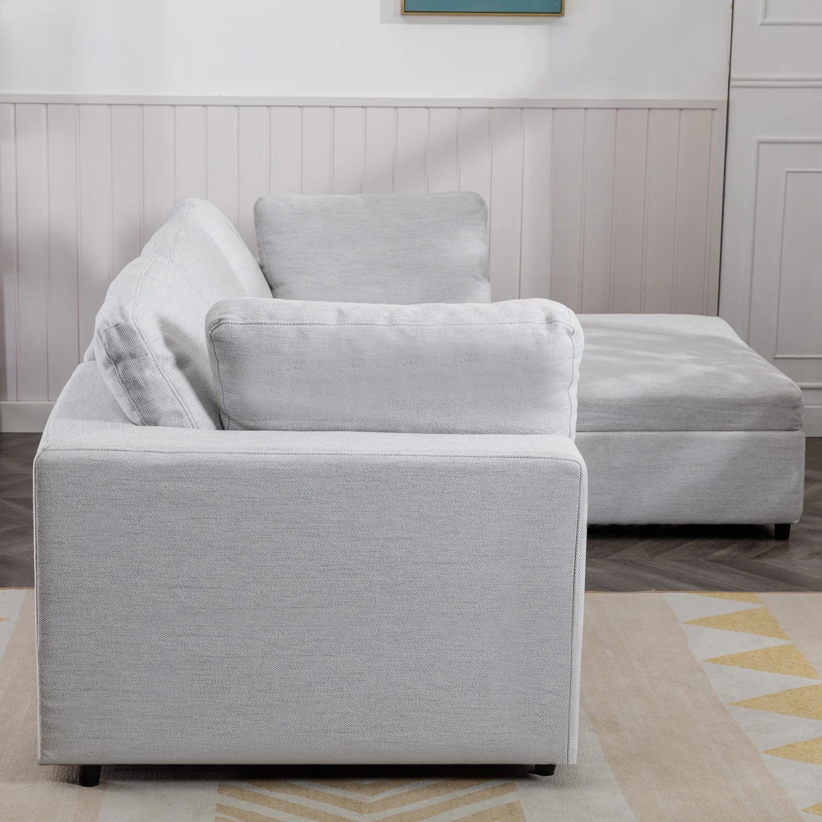 HORGgland-Canapé sectionnel en forme de L avec 2 coussins gratuits, chaise droite, O, 107 po