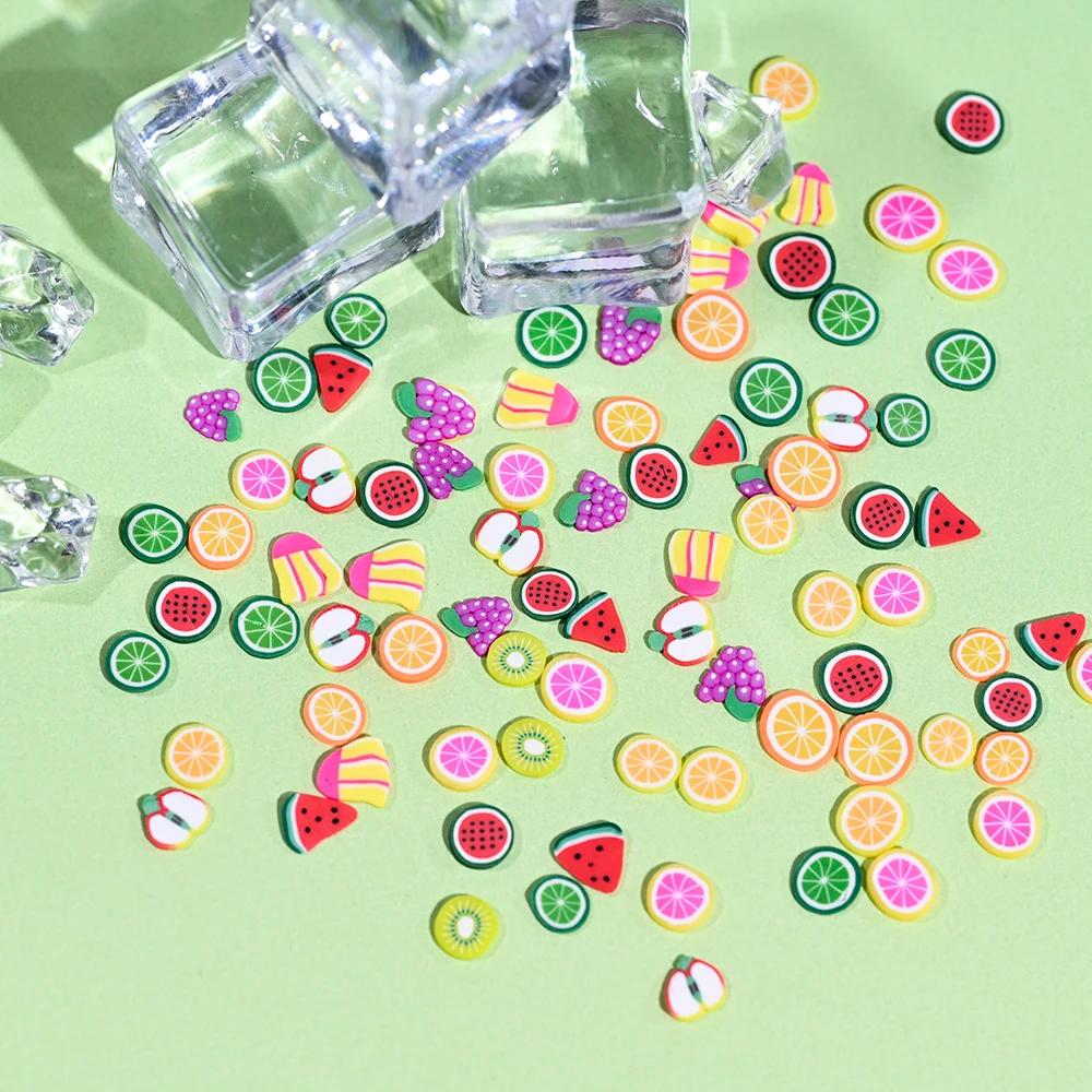1000 pièces mélangées 3D tranches de fruits breloques pour ongles en argile polymère bricolage modèl