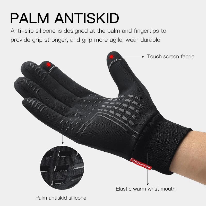 Gants de cyclisme en plein air pour hommes, imperméables, coupe-vent, épais, chauds, écran tactile,