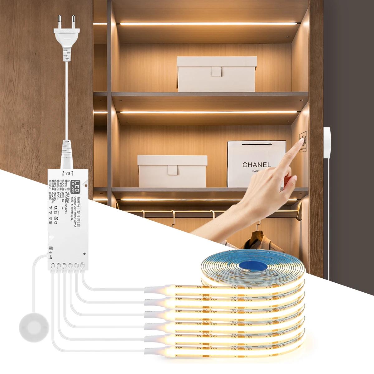 Dimmable LED armoire lumière COB bande cuisine étagère garde-manger vitrine chambre placard rétro-éc