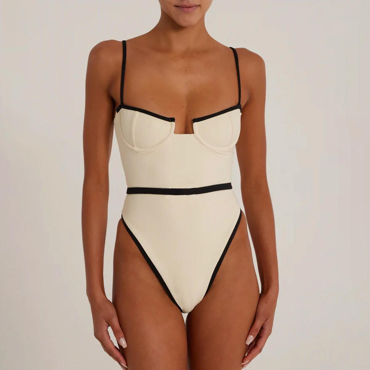 Maillot de bain une pièce Sexy pour femmes, taille haute, Monokini, vêtements de plage, 2024