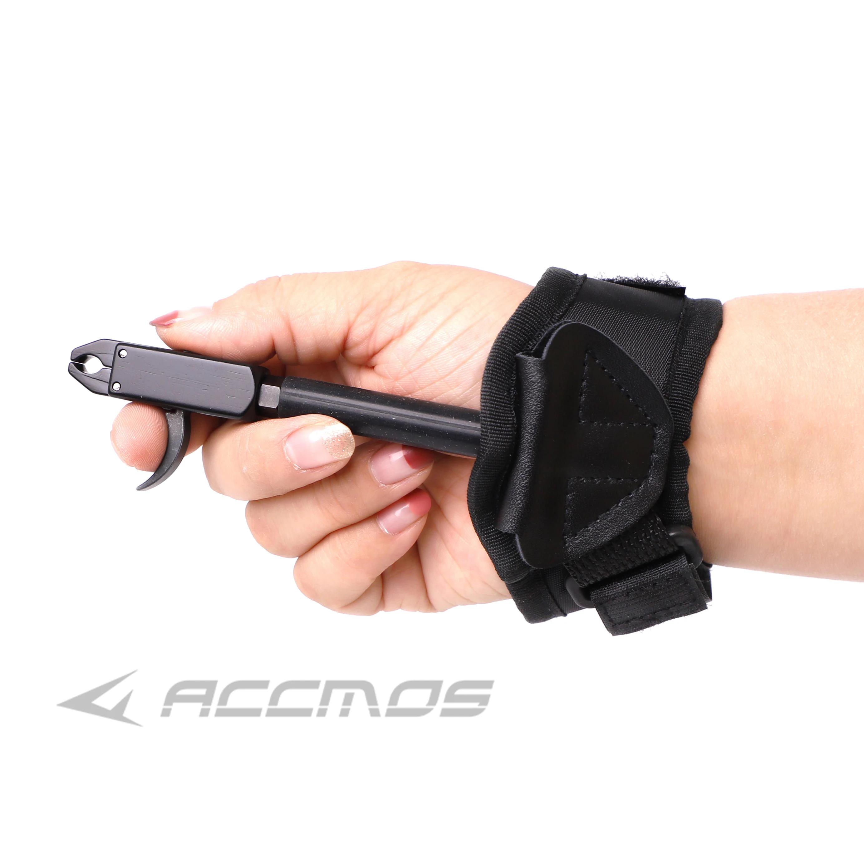 1 pièce Pince de tir à l'arc réglable avec sangle de poignet en cuir pour déclencheur de tir à l'arc