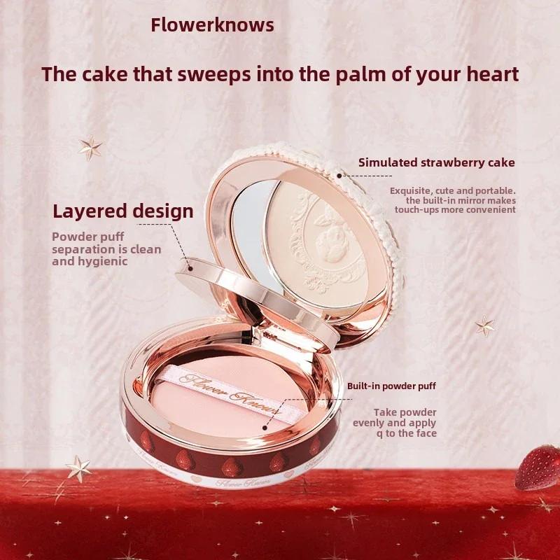 Flower Knows Collection de cupidon aux fraises poudre pressée fond de teint en poudre de maquillage