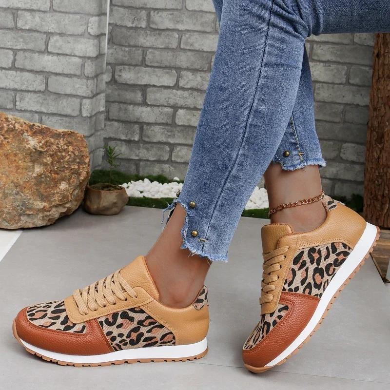 Baskets de Jogging pour femmes, baskets de marche décontractées d'été, tendance, imprimé léopard, co