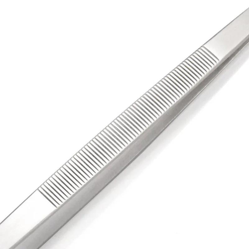 Pince à épiler dentée en acier inoxydable, longue pince à aliments pour Barbecue, pince droite, mais