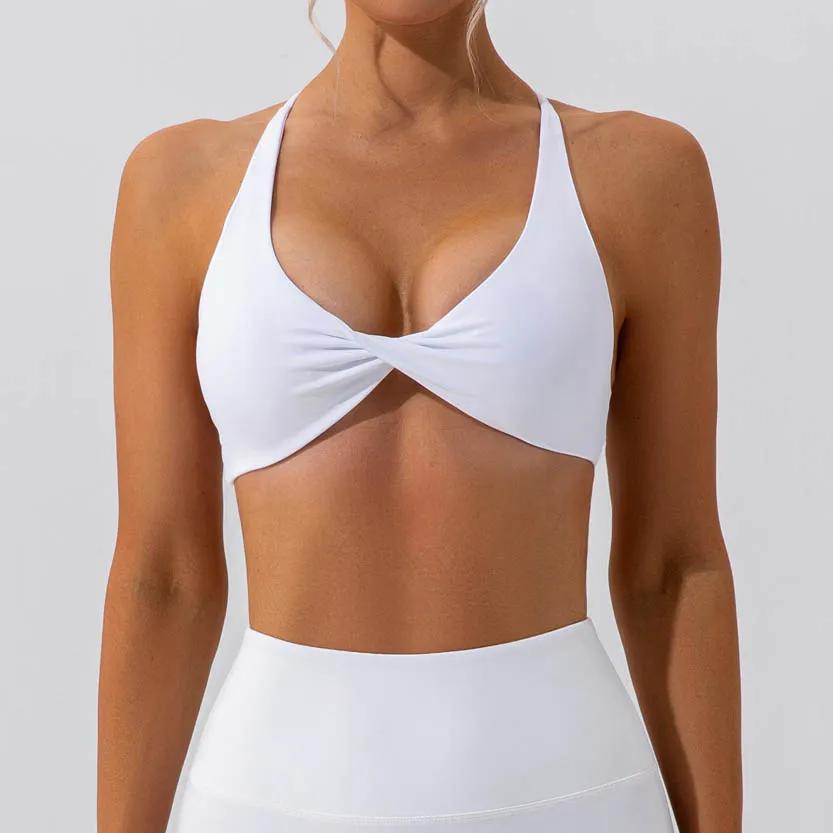 Soutien-gorge de sport SHINBENE Fitness rembourré avant torsion dos croisé yoga gym femmes