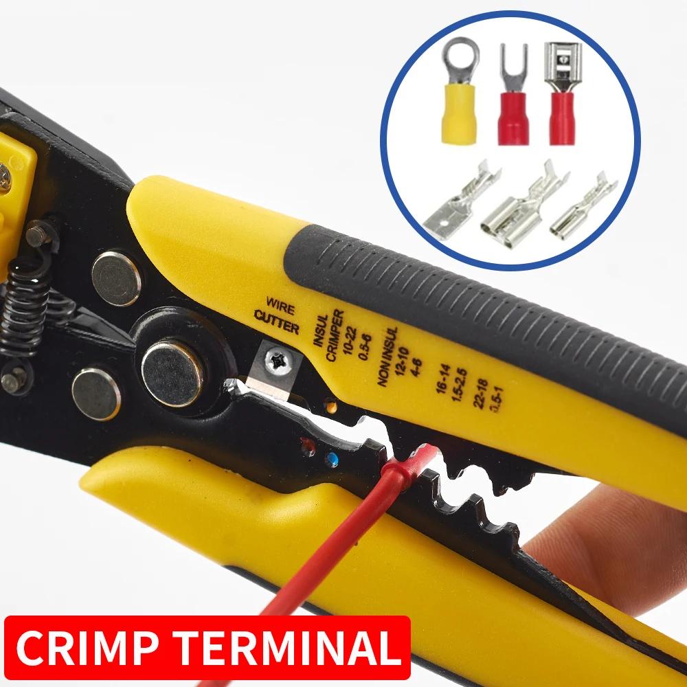 Pince à sertir multifonctionnelle, coupe-câble réglable, dénudeur automatique de fil, outil à main T