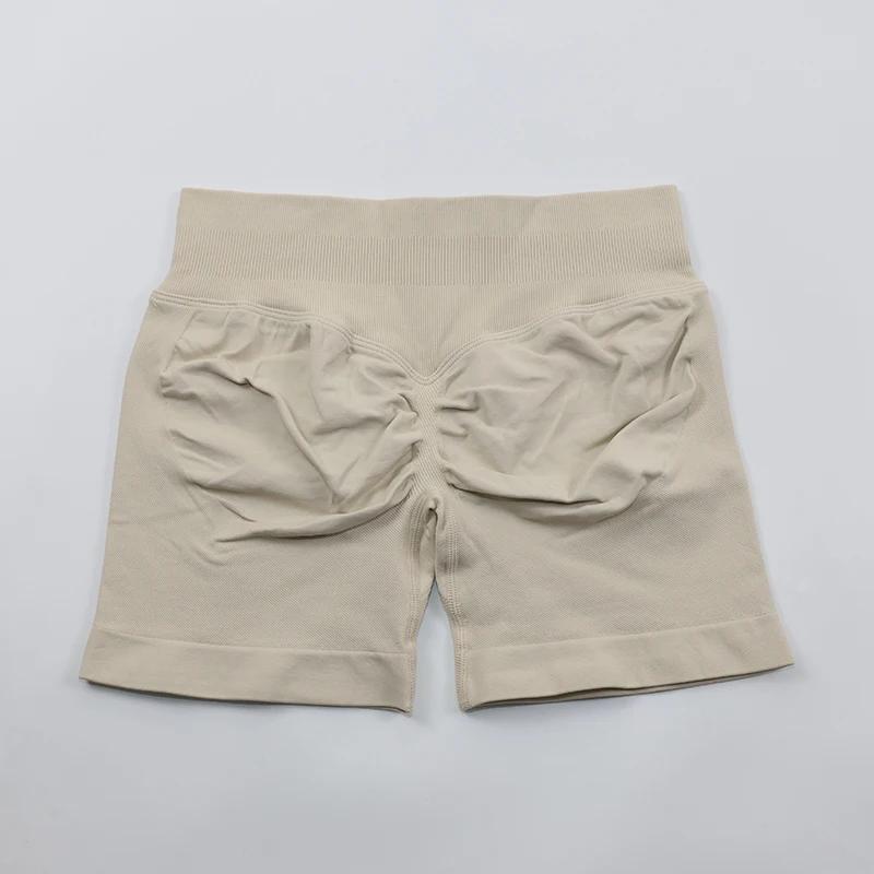 Short de Yoga Sexy sans Logo, dos en V, bande de taille basse côtelée, sans couture, froissé, pour e