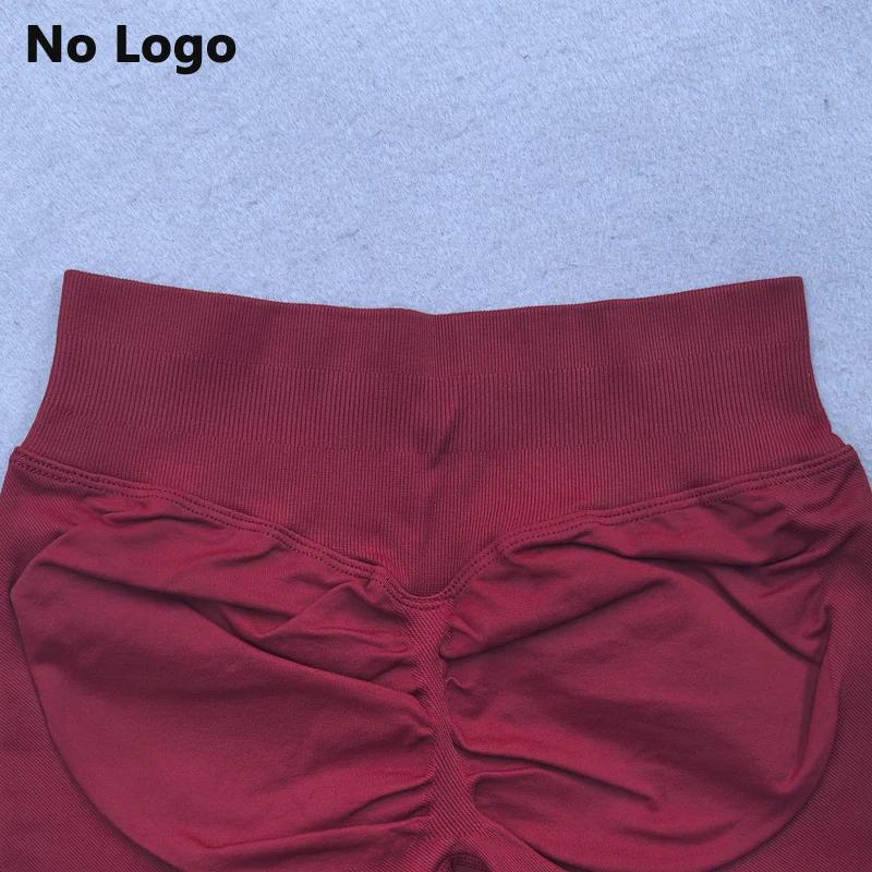 Short de Yoga Sexy sans Logo, dos en V, bande de taille basse côtelée, sans couture, froissé, pour e