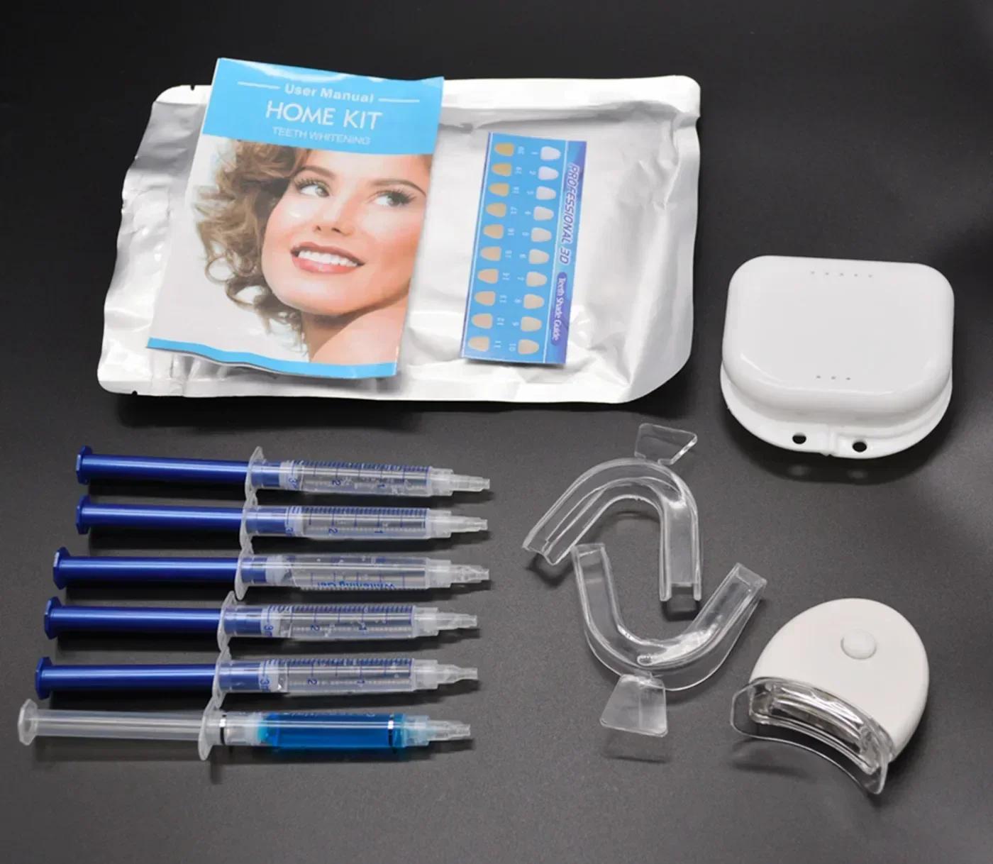 Kit de Blanchiment des Dents à Usage Domestique avec Lumière LED, Soins d'Hygiène Buccale, Brosse à