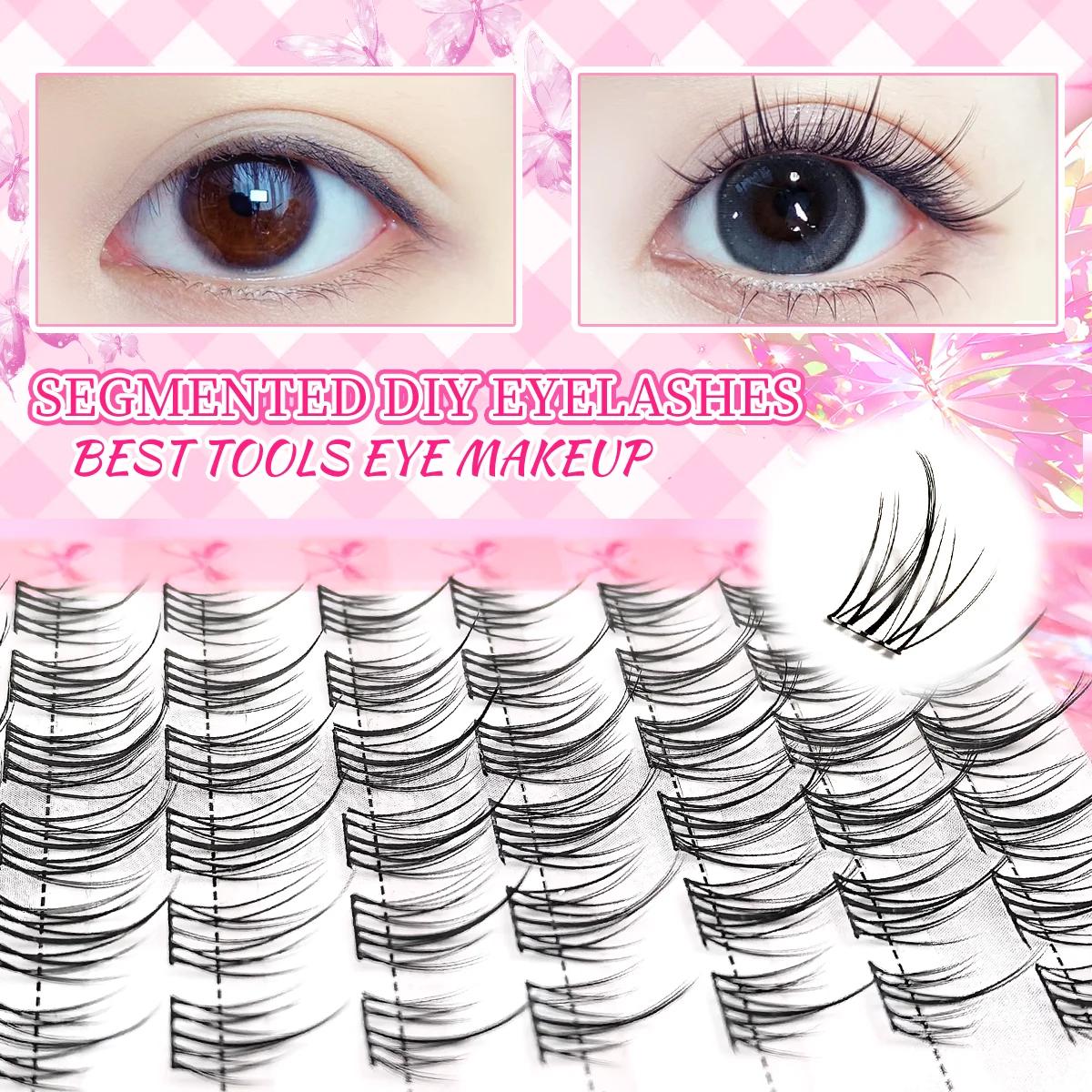 Faux cils naturels légers en grappe de 320, Style tournesol C-Curl, réutilisables pour débutants