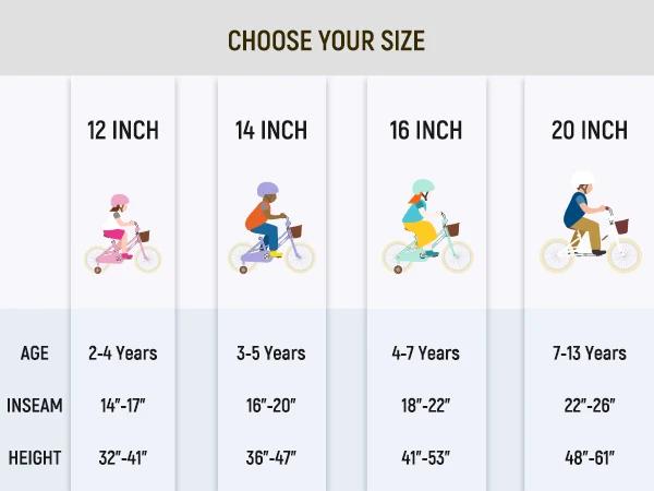 Entrepôt américain JOYSTAR Vélo pour filles pour 2 à 12 tout-petits et enfants, 12" 14" 16" 20" avec