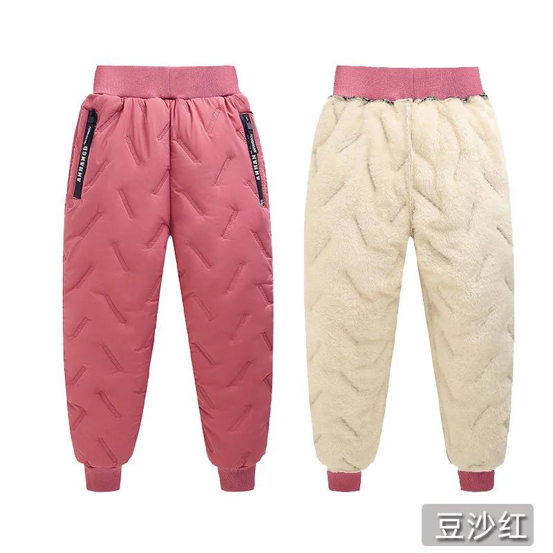 Pantalons rembourrés d'hiver pour enfants, épais et chauds en velours, pantalons longs en laine d'ag