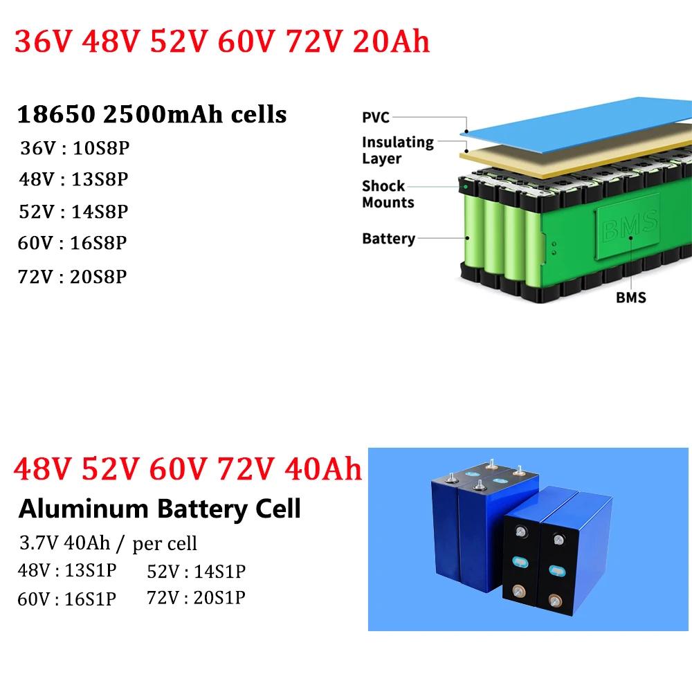 Pack de batteries pour vélo électrique 48V 40Ah 60V 72V, batterie pour vélo électrique et trottinett