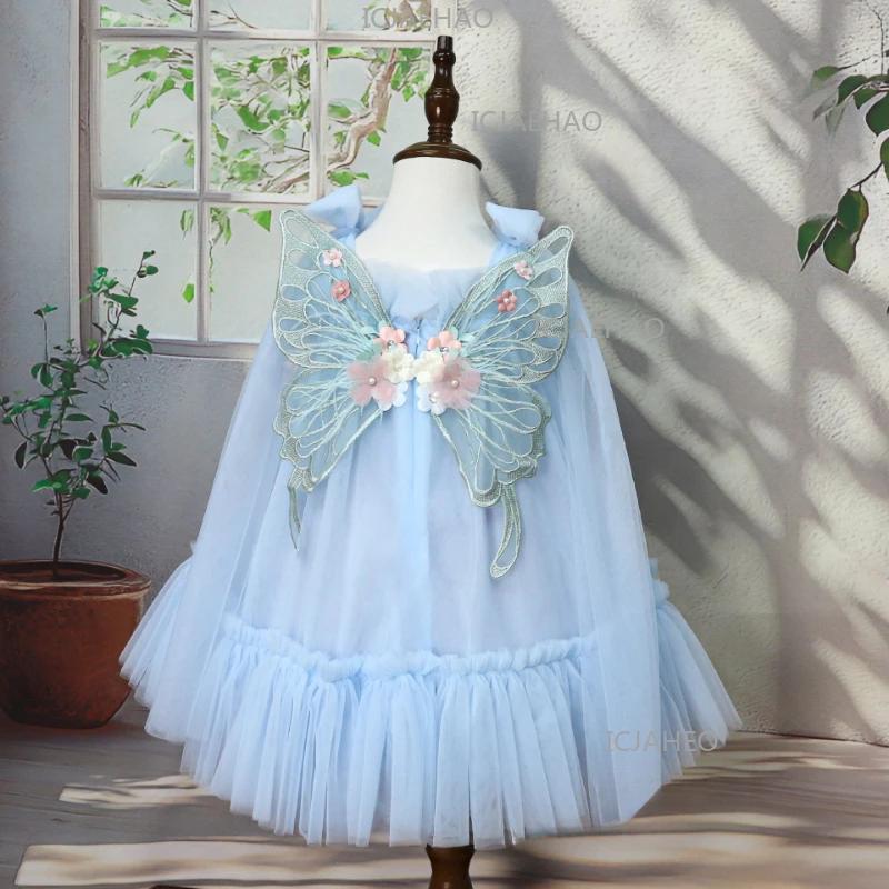 Robe Tutu Enfant 2026 avec Appliques et Ailes, Robe de Princesse pour Filles, Tenue de Cérémonie et
