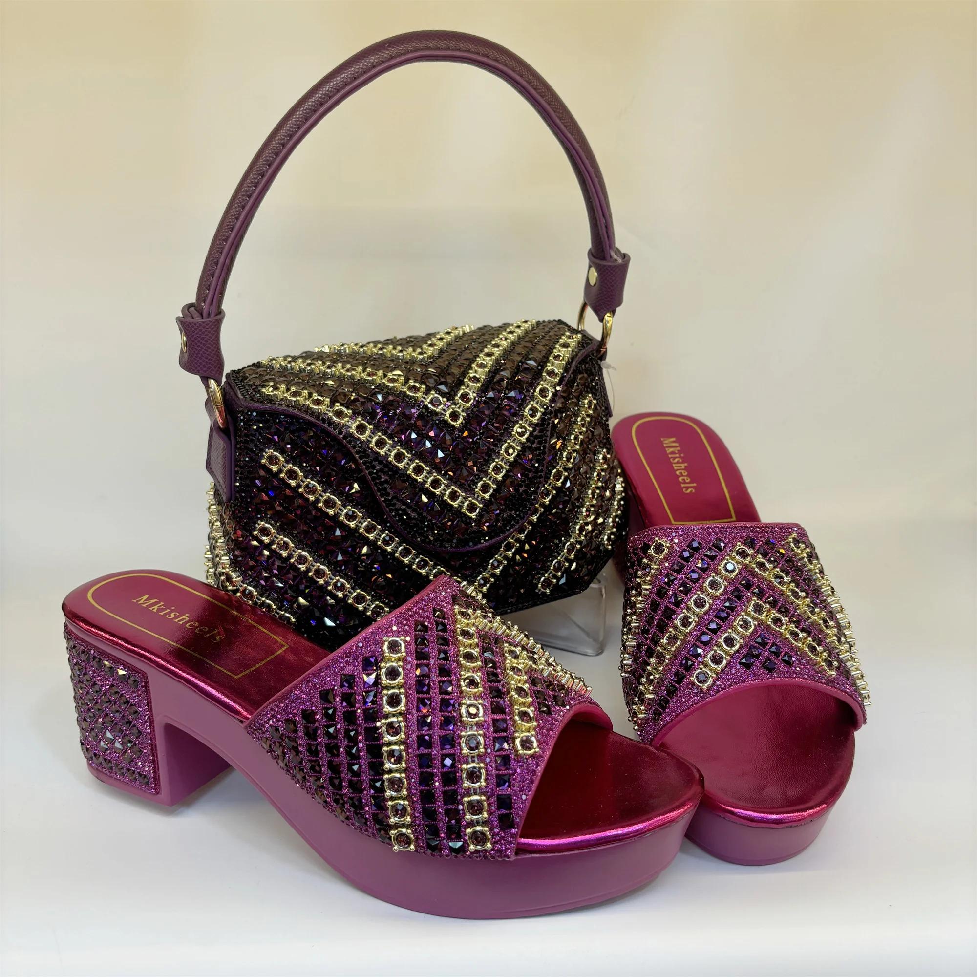 Mode 2025 nouvelles femmes strass chaussures et sac ensemble OToe pompes pour chaussures de fête de
