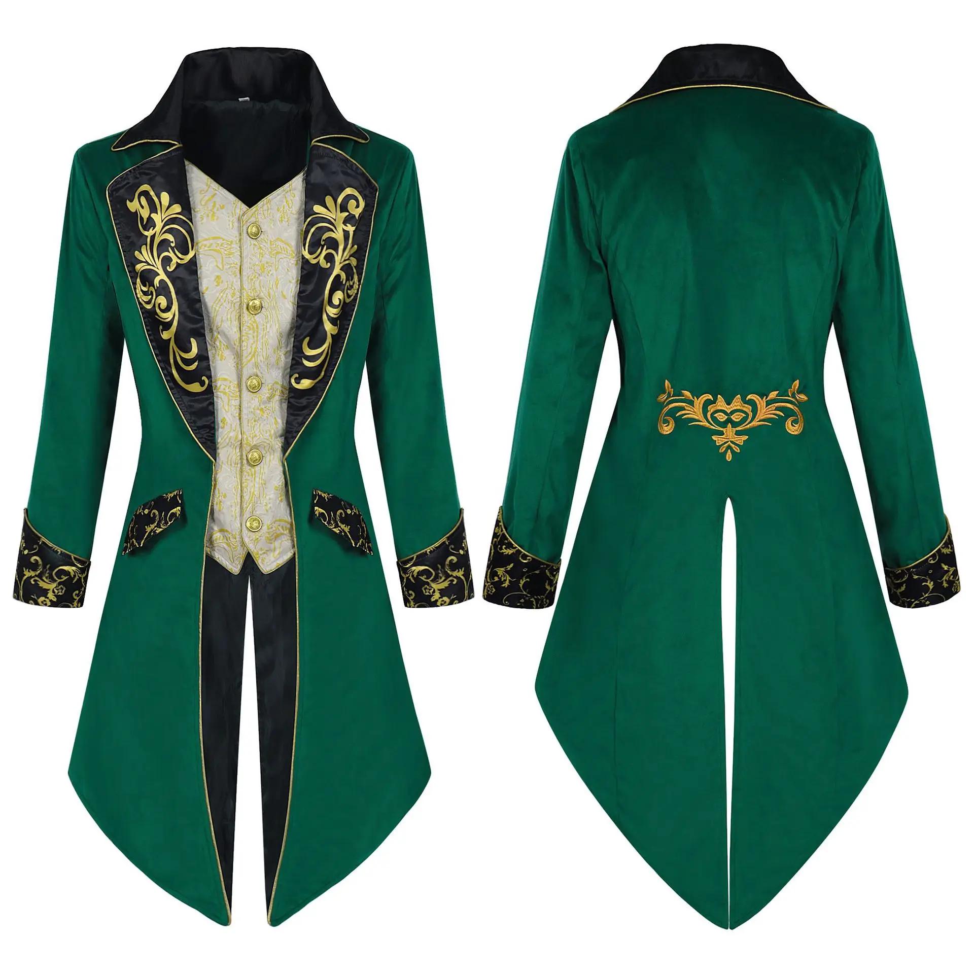 Vestes médiévales steampunk pour hommes européens et américains avec frac brodé, parfaites pour les