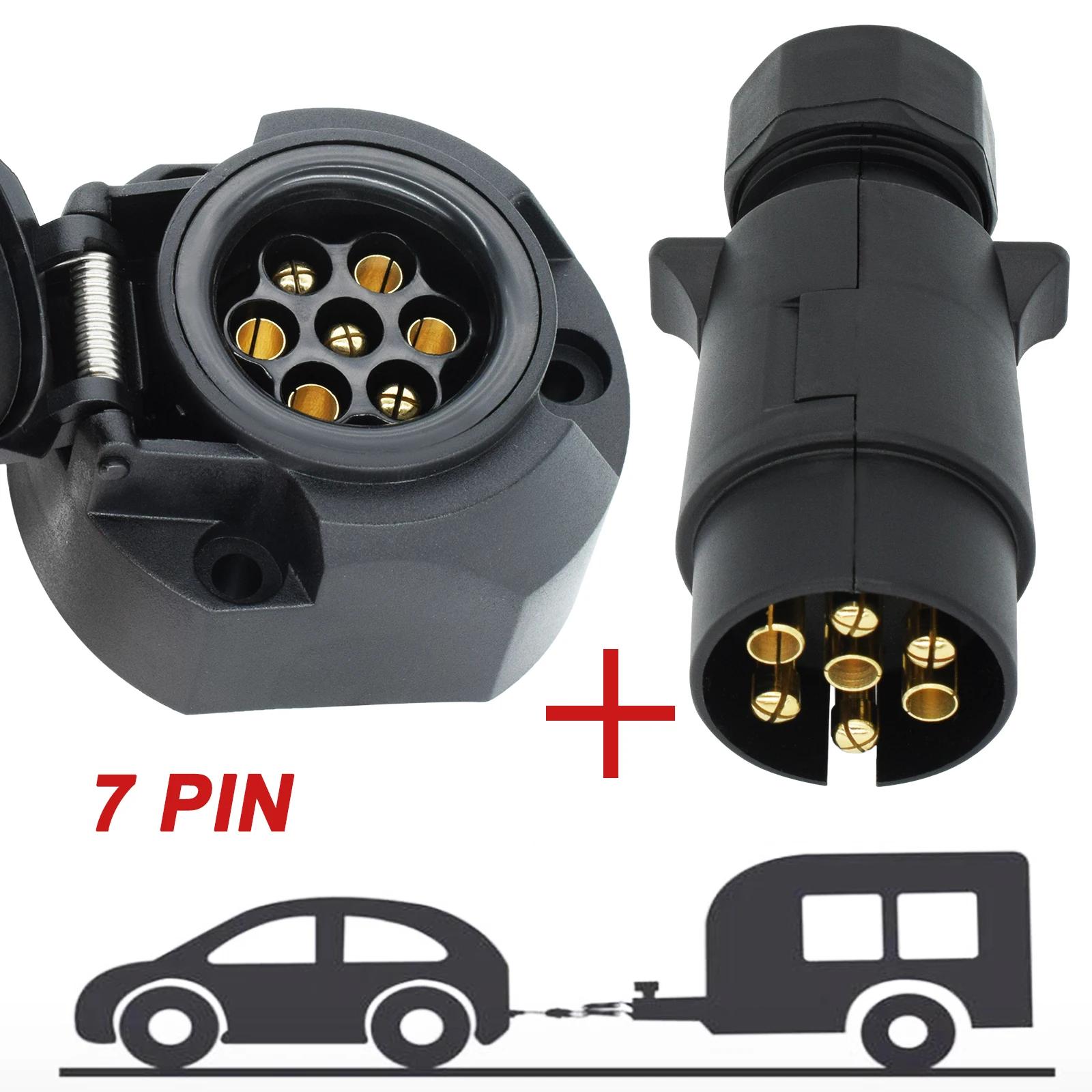 Prise de remorque européenne 7 broches 12V + adaptateur de connecteur électrique de barre de remorqu