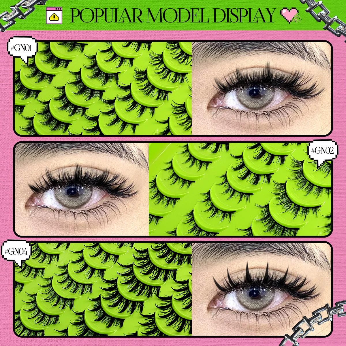 GROINNEYA Manga cils style mixte 5/9/20 paires 3D 6D 8D cils de vison cils naturels doux croix vapor