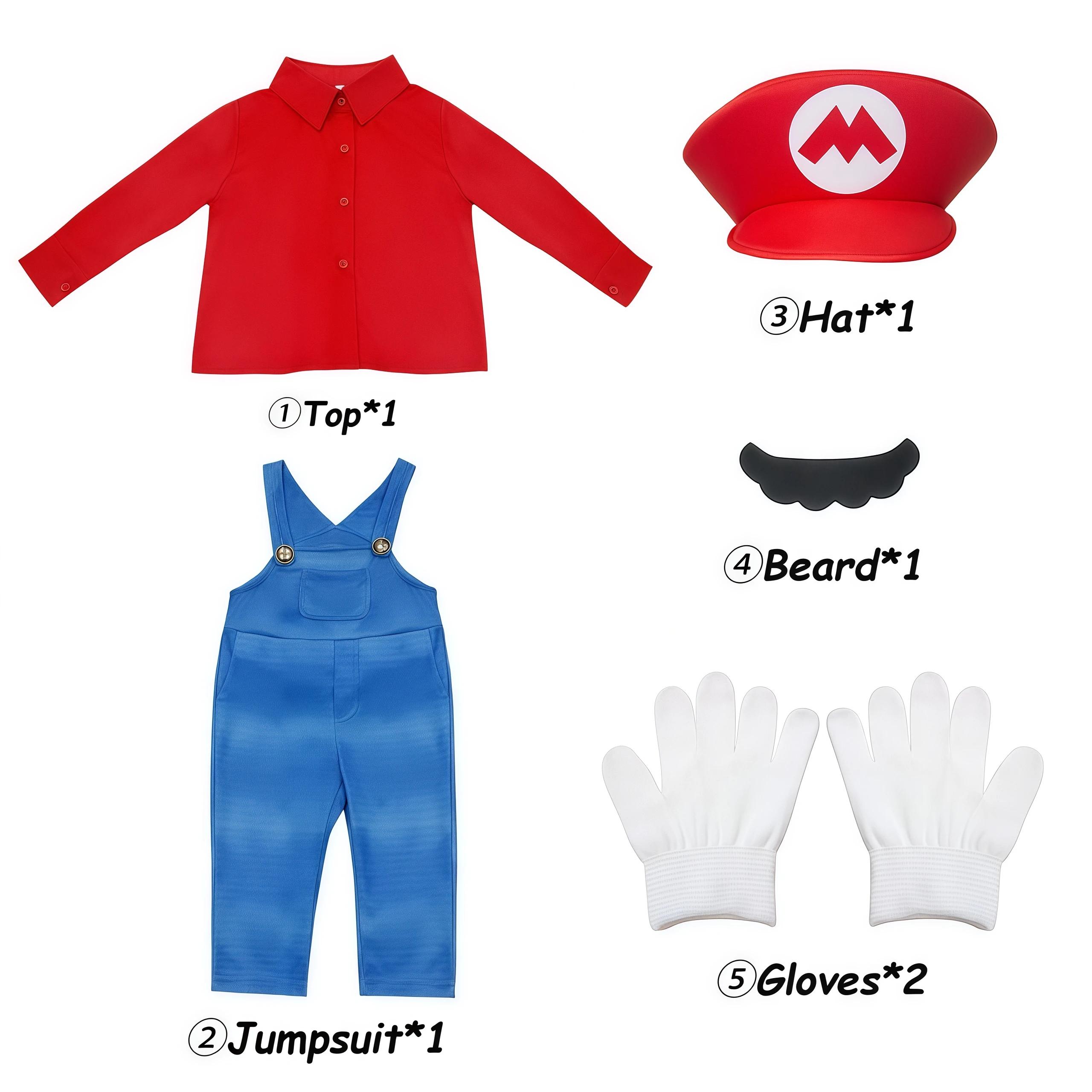 Costume de cosplay Luigi Bros Game Anime pour garçons, chemise et salopette avec accessoires pour en
