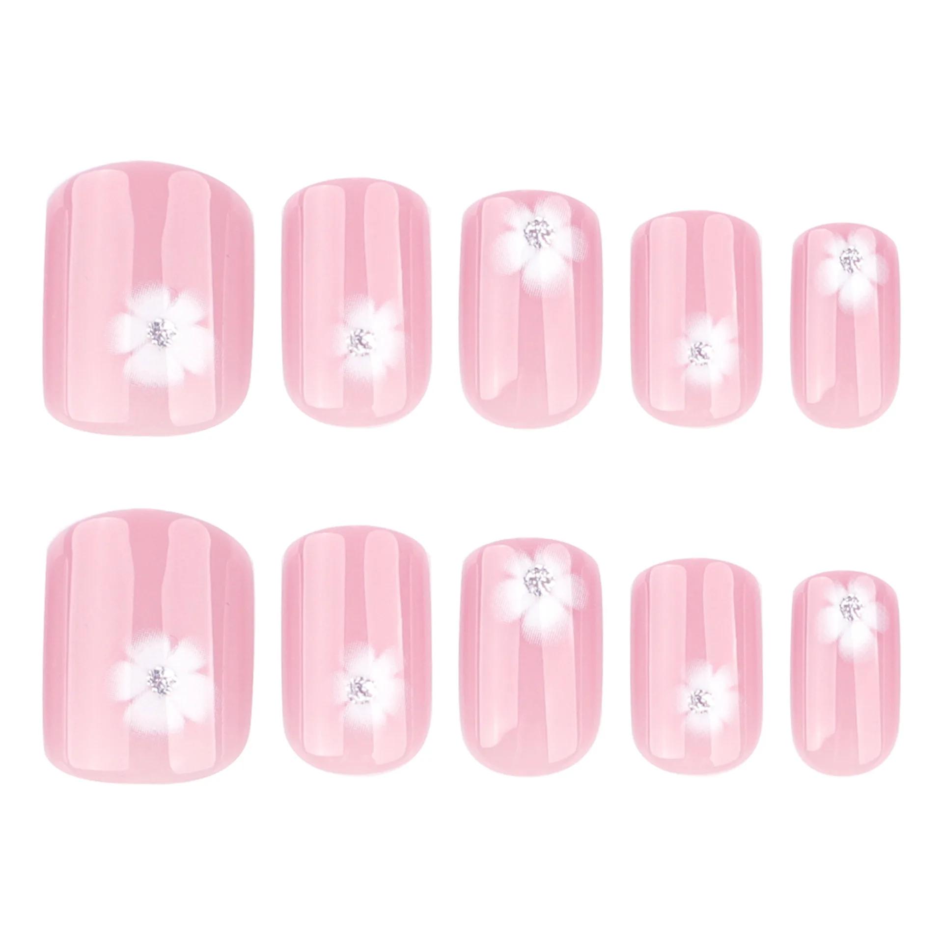 Faux ongles à pression pour chaton noir et blanc, 24 pièces, carrés, amovibles, portables, faits à l