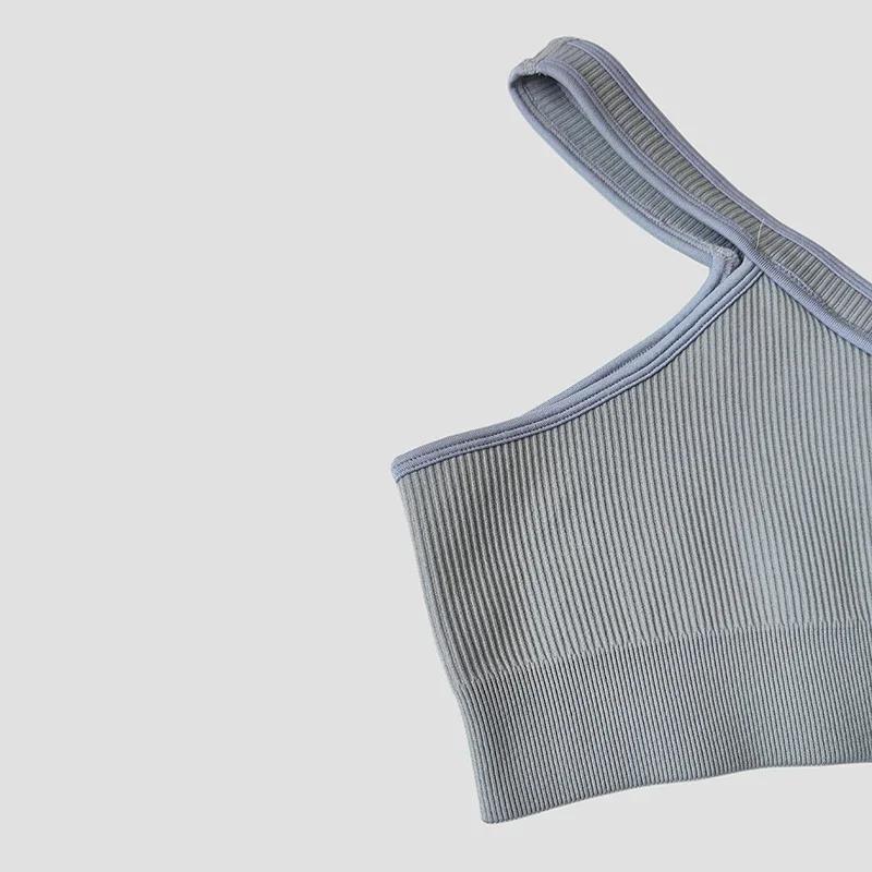 Ensemble de Yoga sans couture pour femmes, vêtements d'entraînement, de gymnastique, côtelé, Fitness