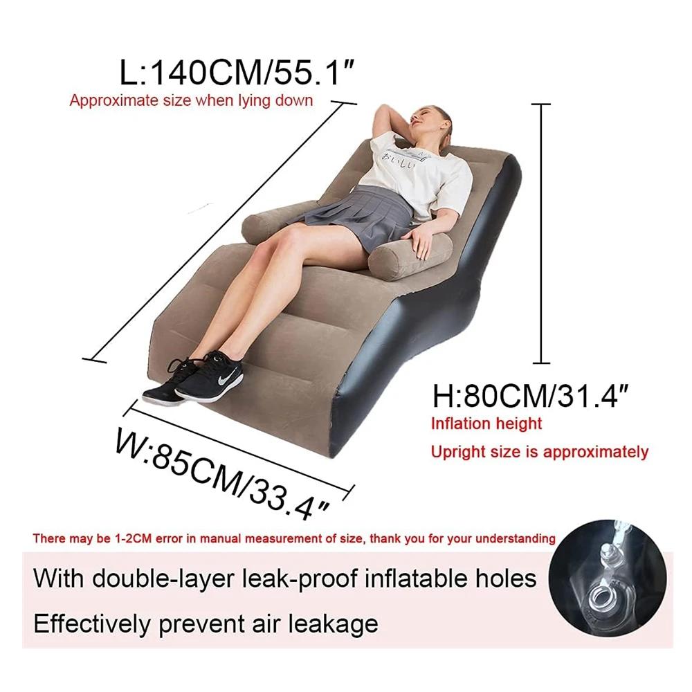 Canapé paresseux pliant, chaise longue gonflable, plis épais et durables, chaise longue de jeu compa