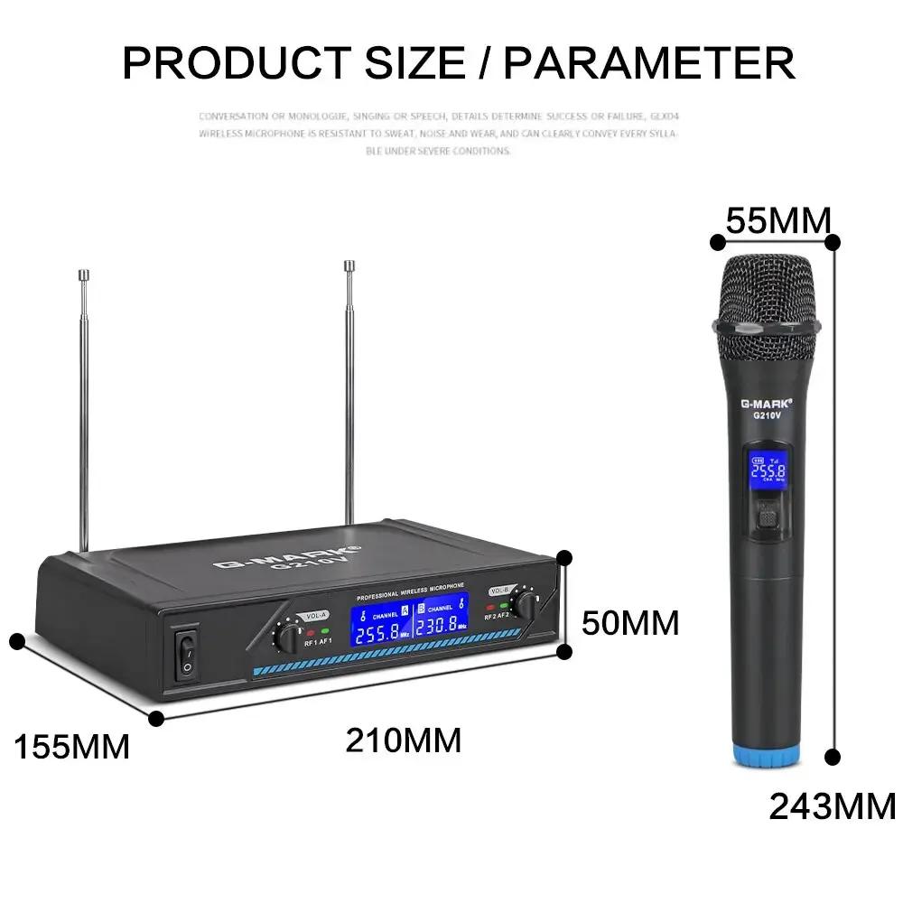 Microphone sans fil G-MARK G210V Professionnel 2 Canaux De Poche Karaoké Mic Pour Fête Réunion Églis