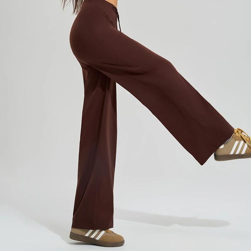 Pantalon de Yoga taille haute pour femmes, ample, course à pied, Double face brossé avec poches, cra