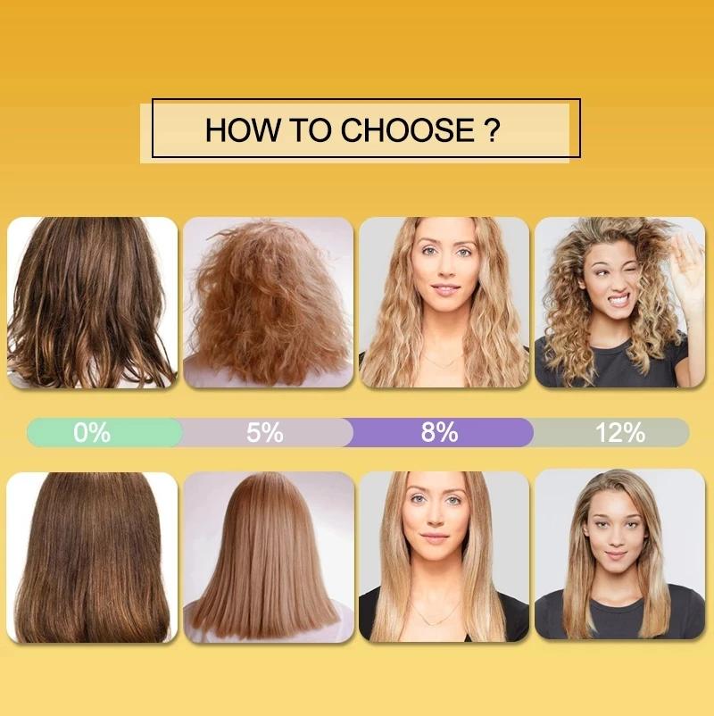 PURC 2 pièces kératine pour lisser les cheveux 0% 5% 8% 12% formaldéhyde traitement capillaire à la