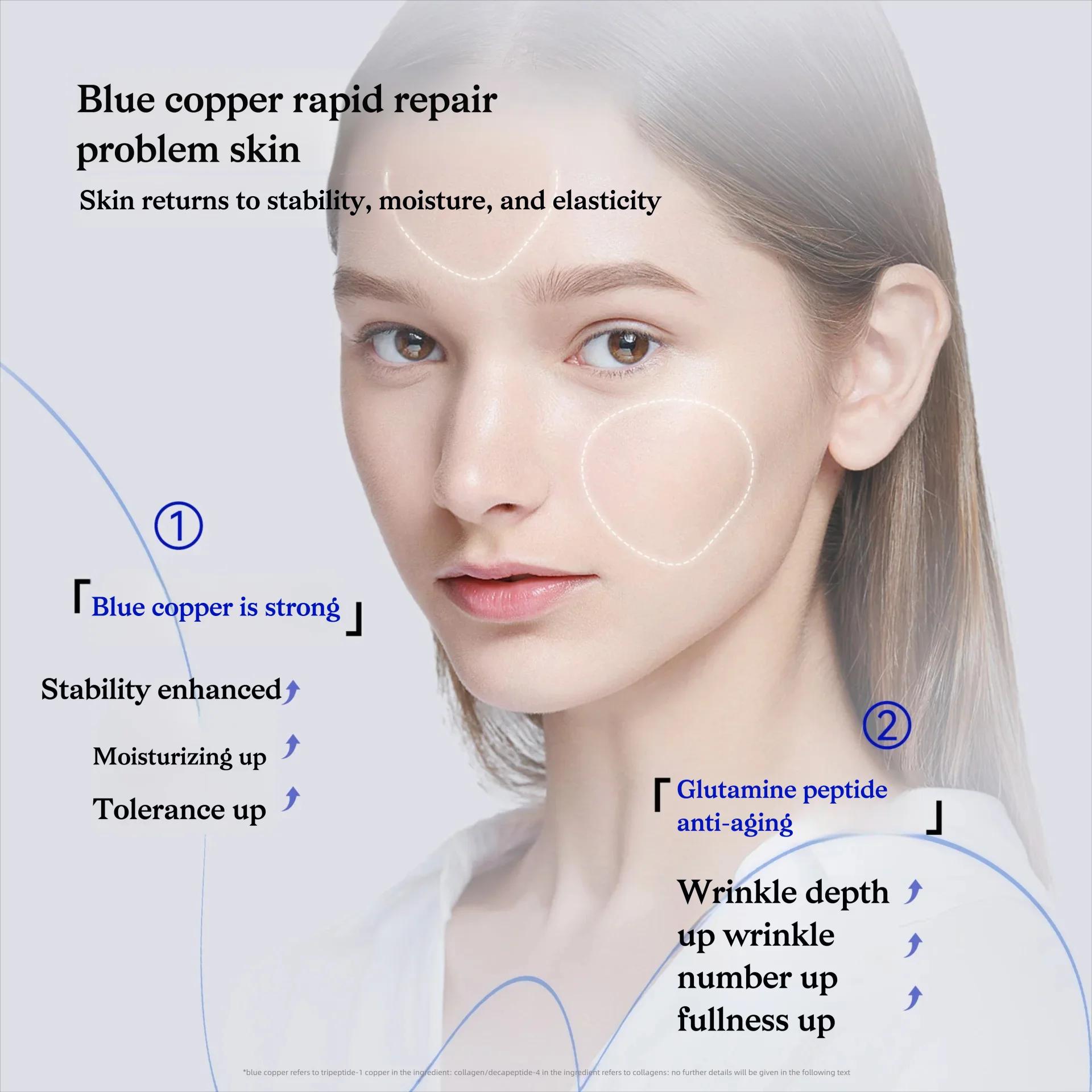 Peptide de cuivre bleu GHK-CU, poudre lyophilisée de cuivre, hydratation, rajeunissement de la peau,