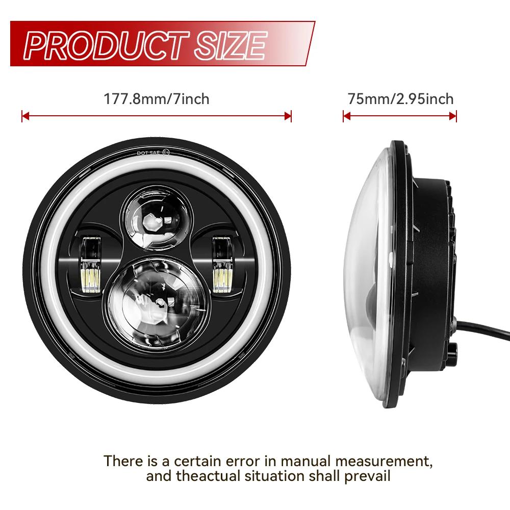 Phare LED pour Moto de 7 pouces, avec 4-1/2 pouces, 4.5 pouces, feu de croisement antibrouillard aux