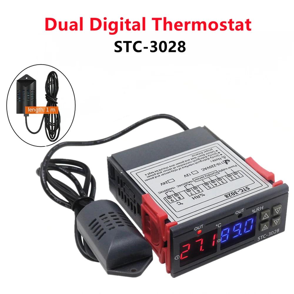 Double Thermostat numérique, contrôle de la température et de l'humidité, thermomètre et hygromètre,