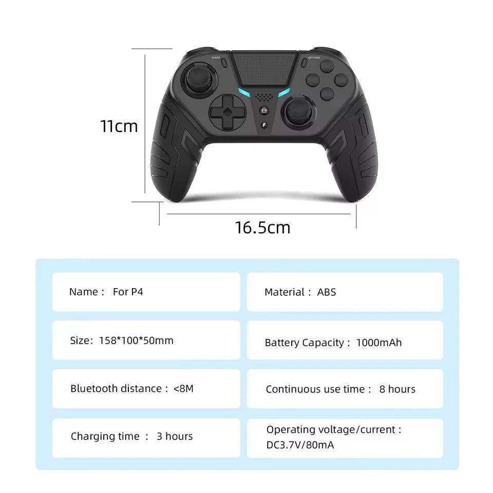 Manette de jeu sans fil Bluetooth à double Vibration, fonction Turbo Programmable pour Console PS4,
