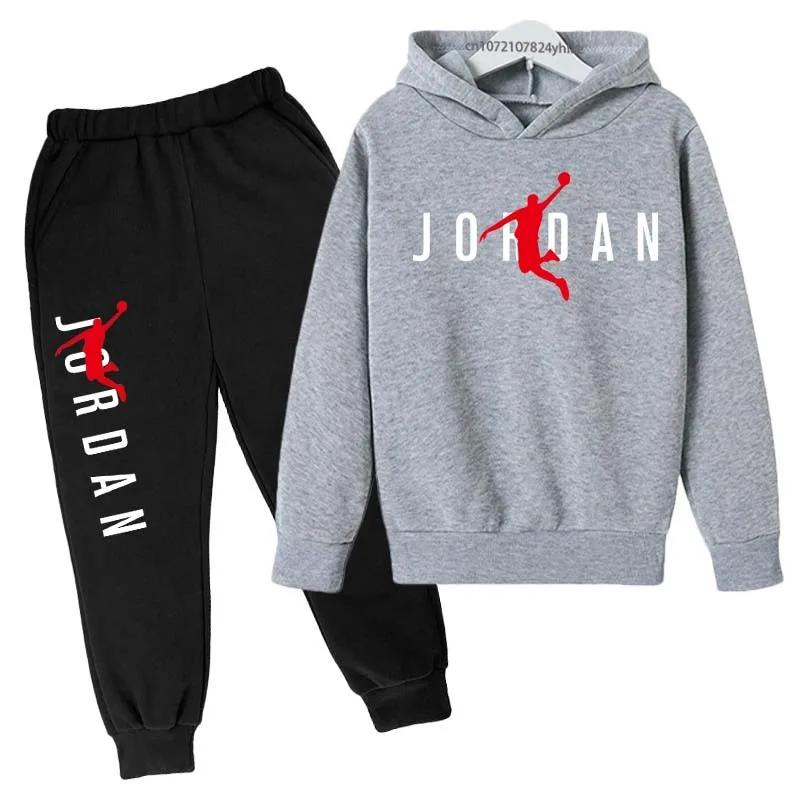 Enfants loisirs lettre imprimer 2 pièces sweat à capuche + pantalon survêtements 3-13 ans garçons fi