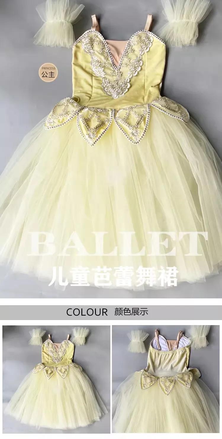 Tutu professionnel long romantique tutu fleur jarretelle ballet cygne lac ballet dames enfants fille