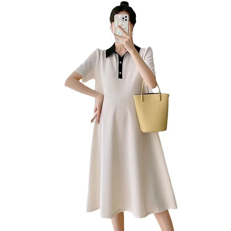 Robe de maternité été à manches courtes robe Polo revers maternité été à manches courtes robes de ma