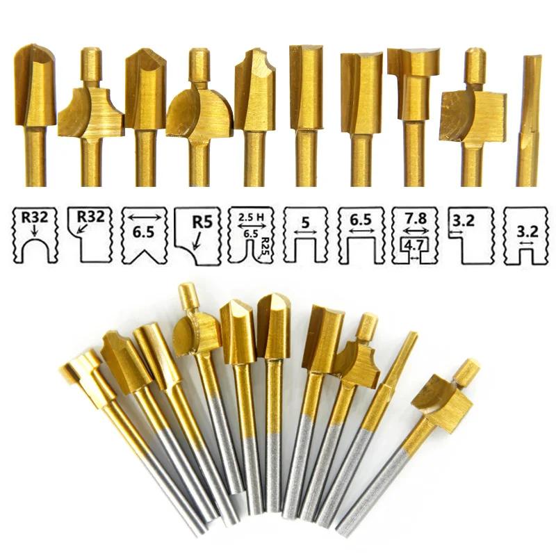 Jeu de forets de routeur de routage HSS, pour outils de fraises rotatives en carbure Dremel, bois, p