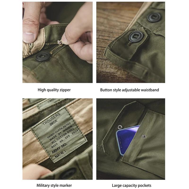 Pantalon vintage britannique Royal Navy pour hommes, pantalon cargo conique en pur coton, pantalon l