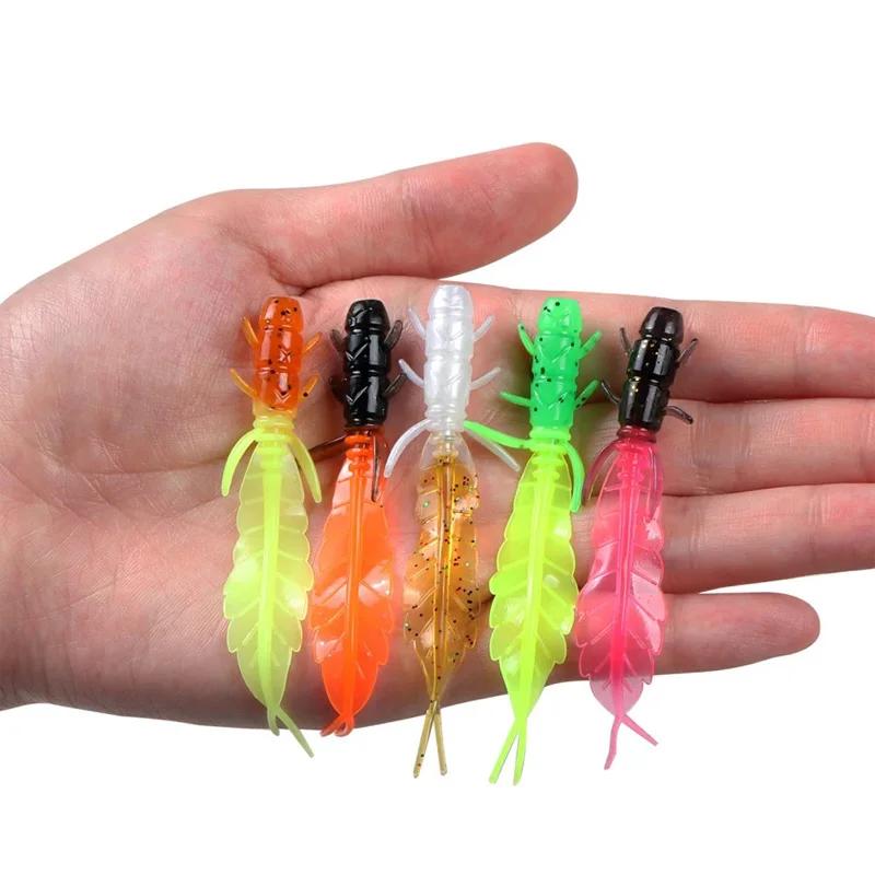 Lot de 5 leurres souples en silicone pour truite, 75mm/1.3g, appât Él, wobJeff, swimbait