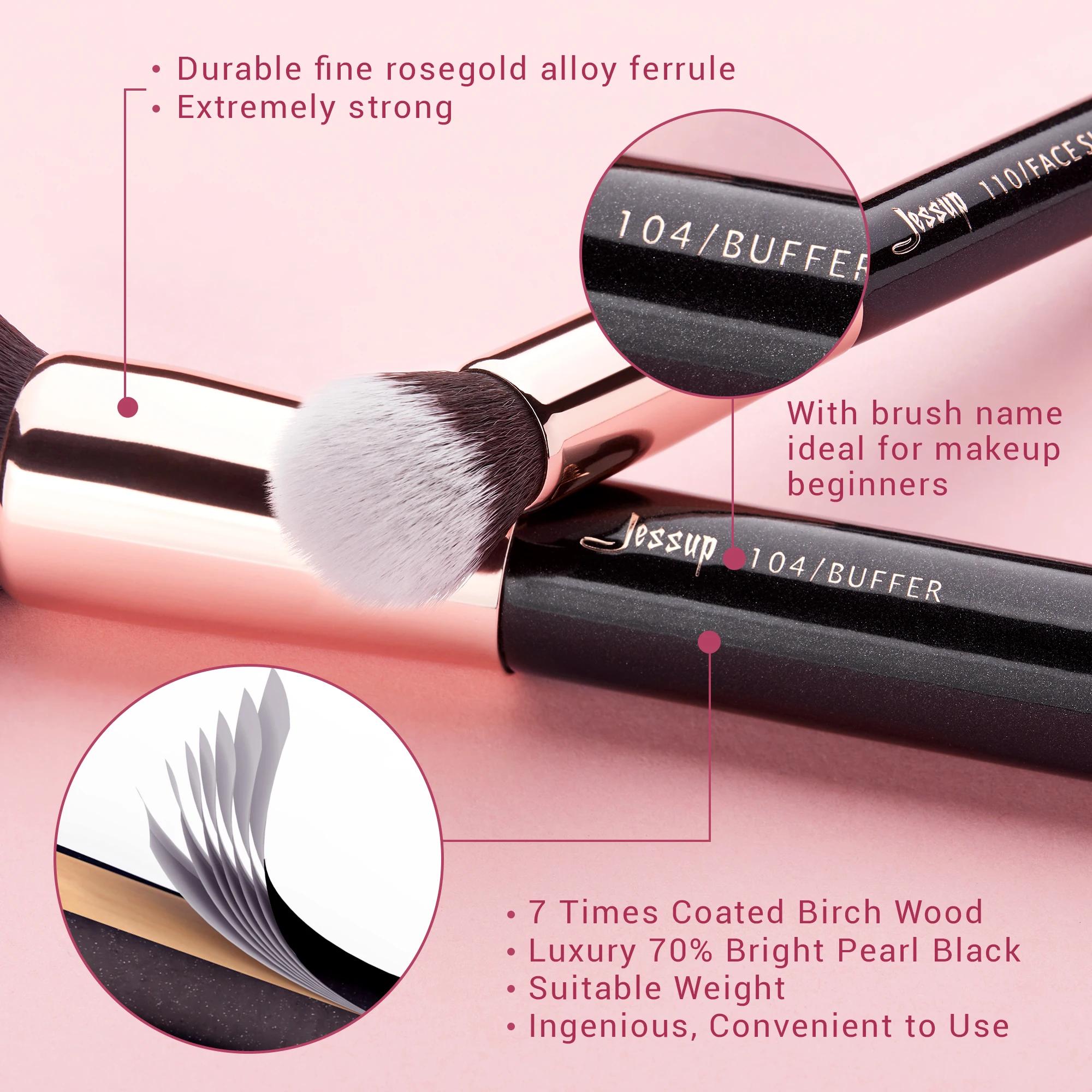 Jessup – ensemble de pinceaux de maquillage professionnels, 25 pièces, poudre de fond de teint natur